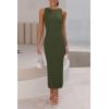 imagePRETTYGARDEN Womens 2025 Summer Casual Maxi Dresses Ribbed Knit Sleeveless Bodycon Long Elegant Party Going Out SundressArmy Green
