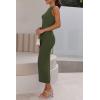 imagePRETTYGARDEN Womens 2025 Summer Casual Maxi Dresses Ribbed Knit Sleeveless Bodycon Long Elegant Party Going Out SundressArmy Green