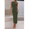 imagePRETTYGARDEN Womens 2025 Summer Casual Maxi Dresses Ribbed Knit Sleeveless Bodycon Long Elegant Party Going Out SundressArmy Green