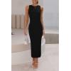 imagePRETTYGARDEN Womens 2025 Summer Casual Maxi Dresses Ribbed Knit Sleeveless Bodycon Long Elegant Party Going Out SundressBlack