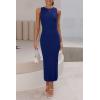 imagePRETTYGARDEN Womens 2025 Summer Casual Maxi Dresses Ribbed Knit Sleeveless Bodycon Long Elegant Party Going Out SundressDark Blue