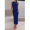 imagePRETTYGARDEN Womens 2025 Summer Casual Maxi Dresses Ribbed Knit Sleeveless Bodycon Long Elegant Party Going Out SundressDark Blue