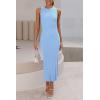 imagePRETTYGARDEN Womens 2025 Summer Casual Maxi Dresses Ribbed Knit Sleeveless Bodycon Long Elegant Party Going Out SundressLight Blue