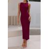imagePRETTYGARDEN Womens 2025 Summer Casual Maxi Dresses Ribbed Knit Sleeveless Bodycon Long Elegant Party Going Out SundressWine Red