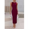 imagePRETTYGARDEN Womens 2025 Summer Casual Maxi Dresses Ribbed Knit Sleeveless Bodycon Long Elegant Party Going Out SundressWine Red