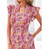 imagePRETTYGARDEN Womens 2025 Summer Floral Midi Dress Cap Sleeve V Neck Ruffle Long Flowy Boho Casual Beach Vacation DressesFloral Wine Red
