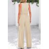 imagePRETTYGARDEN Womens Summer 2 Piece Sets Ribbed Knit Crew Neck Sleeveless Crop Tank Tops Wide Leg Pants Casual Lounge SetApricot