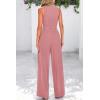 imagePRETTYGARDEN Womens Summer 2 Piece Sets Ribbed Knit Crew Neck Sleeveless Crop Tank Tops Wide Leg Pants Casual Lounge SetDusty Pink