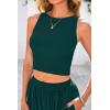 imagePRETTYGARDEN Womens Summer 2 Piece Sets Ribbed Knit Crew Neck Sleeveless Crop Tank Tops Wide Leg Pants Casual Lounge SetLake Blue