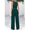 imagePRETTYGARDEN Womens Summer 2 Piece Sets Ribbed Knit Crew Neck Sleeveless Crop Tank Tops Wide Leg Pants Casual Lounge SetLake Blue
