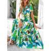 imagePRETTYGARDEN Womens Summer Boho Maxi Dresses Floral Short Sleeve V Neck A Line Tiered Ruffle Flowy Long Beach Vacation DressGreen