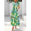 imagePRETTYGARDEN Womens Summer Boho Maxi Dresses Floral Short Sleeve V Neck A Line Tiered Ruffle Flowy Long Beach Vacation DressGreen