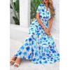 imagePRETTYGARDEN Womens Summer Boho Maxi Dresses Floral Short Sleeve V Neck A Line Tiered Ruffle Flowy Long Beach Vacation DressWhite Blue Floral
