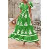 imagePRETTYGARDEN Womens Summer Casual V Neck Boho Maxi Dress Flowy Aline Bell Sleeve Tiered Floral Dresses with PocketFloral Green White
