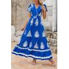 imagePRETTYGARDEN Womens Summer Casual V Neck Boho Maxi Dress Flowy Aline Bell Sleeve Tiered Floral Dresses with PocketFloral Royal Blue White