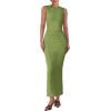 imagePRETTYGARDEN Womens Summer Wedding Guest Dresses 2025 Sleeveless Ruched Bodycon Fitted Maxi Long Cocktail Dress with SlitGreen