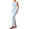imagePRETTYGARDEN Womens Summer Wedding Guest Dresses 2025 Sleeveless Ruched Bodycon Fitted Maxi Long Cocktail Dress with SlitWhite