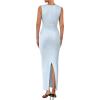 imagePRETTYGARDEN Womens Summer Wedding Guest Dresses 2025 Sleeveless Ruched Bodycon Fitted Maxi Long Cocktail Dress with SlitWhite
