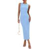 imagePRETTYGARDEN Womens 2025 Summer Casual Maxi Dresses Ribbed Knit Sleeveless Bodycon Long Elegant Party Going Out SundressLight Blue