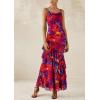 imagePRETTYGARDEN Maxi Dresses for Women 2025 Summer Tiered Floral Beach Sundress Spaghetti Strap Wedding Guest Long DressNavy Red Big Floral