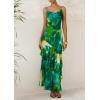 imagePRETTYGARDEN Maxi Dresses for Women 2025 Summer Tiered Floral Beach Sundress Spaghetti Strap Wedding Guest Long DressPrint Green