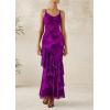 imagePRETTYGARDEN Maxi Dresses for Women 2025 Summer Tiered Floral Beach Sundress Spaghetti Strap Wedding Guest Long DressPrint Purple