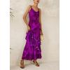 imagePRETTYGARDEN Maxi Dresses for Women 2025 Summer Tiered Floral Beach Sundress Spaghetti Strap Wedding Guest Long DressPrint Purple