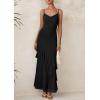 imagePRETTYGARDEN Maxi Dresses for Women 2025 Summer Tiered Floral Beach Sundress Spaghetti Strap Wedding Guest Long DressSolid Black