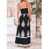 imagePRETTYGARDEN Summer Dress for Women 2025 Floral Sundress Spaghetti Strap Flowy Beach Vacation Boho Maxi DressesBlack White Floral