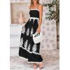 imagePRETTYGARDEN Summer Dress for Women 2025 Floral Sundress Spaghetti Strap Flowy Beach Vacation Boho Maxi DressesBlack White Floral