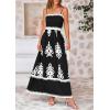 imagePRETTYGARDEN Summer Dress for Women 2025 Floral Sundress Spaghetti Strap Flowy Beach Vacation Boho Maxi DressesBlack White Floral