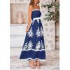 imagePRETTYGARDEN Summer Dress for Women 2025 Floral Sundress Spaghetti Strap Flowy Beach Vacation Boho Maxi DressesDark Blue White Floral