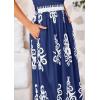 imagePRETTYGARDEN Summer Dress for Women 2025 Floral Sundress Spaghetti Strap Flowy Beach Vacation Boho Maxi DressesDark Blue White Floral
