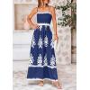 imagePRETTYGARDEN Summer Dress for Women 2025 Floral Sundress Spaghetti Strap Flowy Beach Vacation Boho Maxi DressesDark Blue White Floral