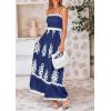 imagePRETTYGARDEN Summer Dress for Women 2025 Floral Sundress Spaghetti Strap Flowy Beach Vacation Boho Maxi DressesDark Blue White Floral