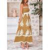 imagePRETTYGARDEN Summer Dress for Women 2025 Floral Sundress Spaghetti Strap Flowy Beach Vacation Boho Maxi DressesKhaki Floral