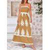 imagePRETTYGARDEN Summer Dress for Women 2025 Floral Sundress Spaghetti Strap Flowy Beach Vacation Boho Maxi DressesKhaki Floral