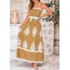 imagePRETTYGARDEN Summer Dress for Women 2025 Floral Sundress Spaghetti Strap Flowy Beach Vacation Boho Maxi DressesKhaki Floral