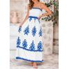 imagePRETTYGARDEN Summer Dress for Women 2025 Floral Sundress Spaghetti Strap Flowy Beach Vacation Boho Maxi DressesWhite Blue Floral