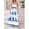 imagePRETTYGARDEN Summer Dress for Women 2025 Floral Sundress Spaghetti Strap Flowy Beach Vacation Boho Maxi DressesWhite Blue Floral