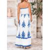 imagePRETTYGARDEN Summer Dress for Women 2025 Floral Sundress Spaghetti Strap Flowy Beach Vacation Boho Maxi DressesWhite Blue Floral