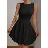 imagePRETTYGARDEN Summer Dresses for Women 2025 Casual Sleeveless Tank Mini Short Dress Crew Neck Bubble Sundress with PocketsBlack
