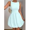 imagePRETTYGARDEN Summer Dresses for Women 2025 Casual Sleeveless Tank Mini Short Dress Crew Neck Bubble Sundress with PocketsBlue