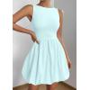 imagePRETTYGARDEN Summer Dresses for Women 2025 Casual Sleeveless Tank Mini Short Dress Crew Neck Bubble Sundress with PocketsBlue
