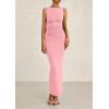 imagePRETTYGARDEN Womens 2025 Summer Semi Formal Midi Dresses Sleeveless Ruched Bodycon Slit Long Elegant Cocktail Party DressPink