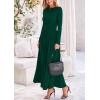imagePRETTYGARDEN Womens Spring Casual Long Sleeve Maxi Dresses Crewneck Ruched A Line Flowy Elegant Modest Going Out DressDark Green