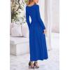 imagePRETTYGARDEN Womens Spring Casual Long Sleeve Maxi Dresses Crewneck Ruched A Line Flowy Elegant Modest Going Out DressRoyal Blue
