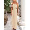 imagePRETTYGARDEN Womens Summer Outfits 2 Piece Sets Casual Ribbed Knit Crop Tube Top Wide Leg Pants Spring Matching Lounge SetApricot