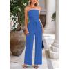 imagePRETTYGARDEN Womens Summer Outfits 2 Piece Sets Casual Ribbed Knit Crop Tube Top Wide Leg Pants Spring Matching Lounge SetBlue