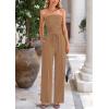imagePRETTYGARDEN Womens Summer Outfits 2 Piece Sets Casual Ribbed Knit Crop Tube Top Wide Leg Pants Spring Matching Lounge SetCamel